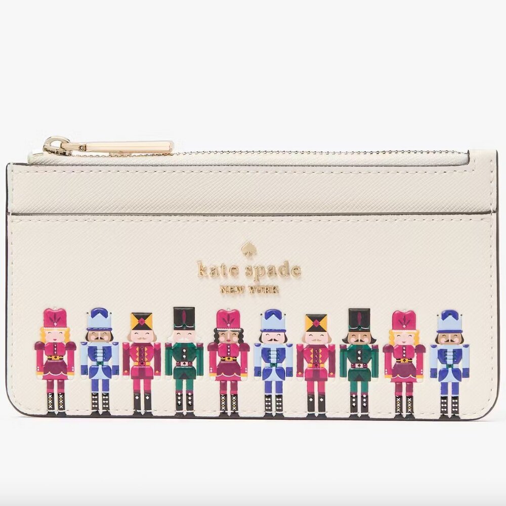 kate spade Oh What Fun! Nutcracker large slim cardholder NWT